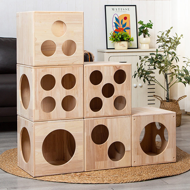 Traditional Chinese Rubberwood Square Round Cat Bed 1 Storage For Bedroom Cuvalon