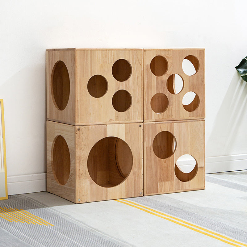 Traditional Chinese Rubberwood Square Round Cat Bed 1 Storage For Bedroom Cuvalon