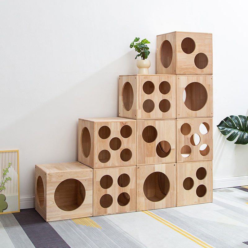 Traditional Chinese Rubberwood Square Round Cat Bed 1 Storage For Bedroom Cuvalon