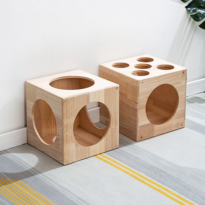 Traditional Chinese Rubberwood Square Round Cat Bed 1 Storage For Bedroom Cuvalon