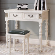 Modern Minimalist Solid Wood Rectangular Cylindrical Leg Makeup Vanity With 2 Drawers For Bedroom Cuvalon