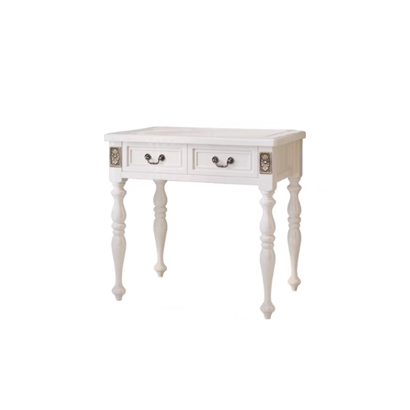 Modern Minimalist Solid Wood Rectangular Cylindrical Leg Makeup Vanity With 2 Drawers For Bedroom Cuvalon