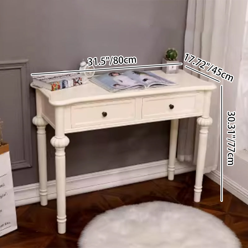 Modern Minimalist Engineered Wood Pine Rectangular Round Makeup Vanity With 2 Drawers For Bedroom Cuvalon