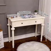 Modern Minimalist Engineered Wood Pine Rectangular Round Makeup Vanity With 2 Drawers For Bedroom Cuvalon