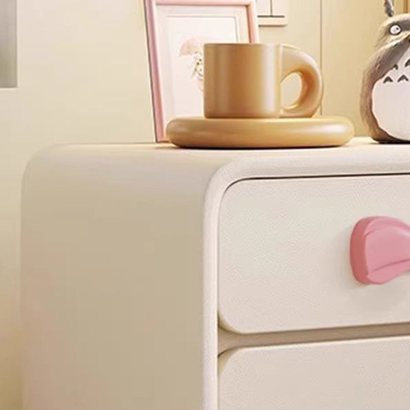 Modern Art Deco Rectangular Bowknot Solid Wood Kids Nightstand 2-Drawer For Bedroom Cuvalon