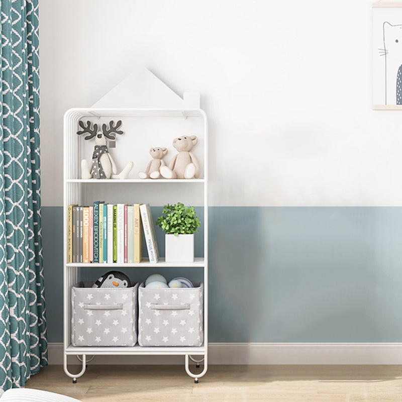 Modern Minimalist Large Capacity House Shape Iron Kids Floor-Standing Bookshelf 2/3-Shelf For Study Cuvalon