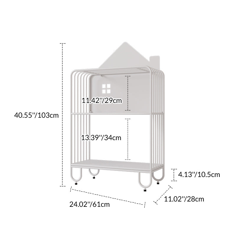 Modern Minimalist Large Capacity House Shape Iron Kids Floor-Standing Bookshelf 2/3-Shelf For Study Cuvalon