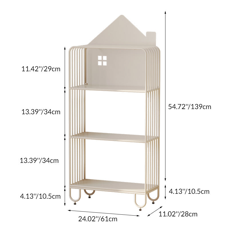Modern Minimalist Large Capacity House Shape Iron Kids Floor-Standing Bookshelf 2/3-Shelf For Study Cuvalon