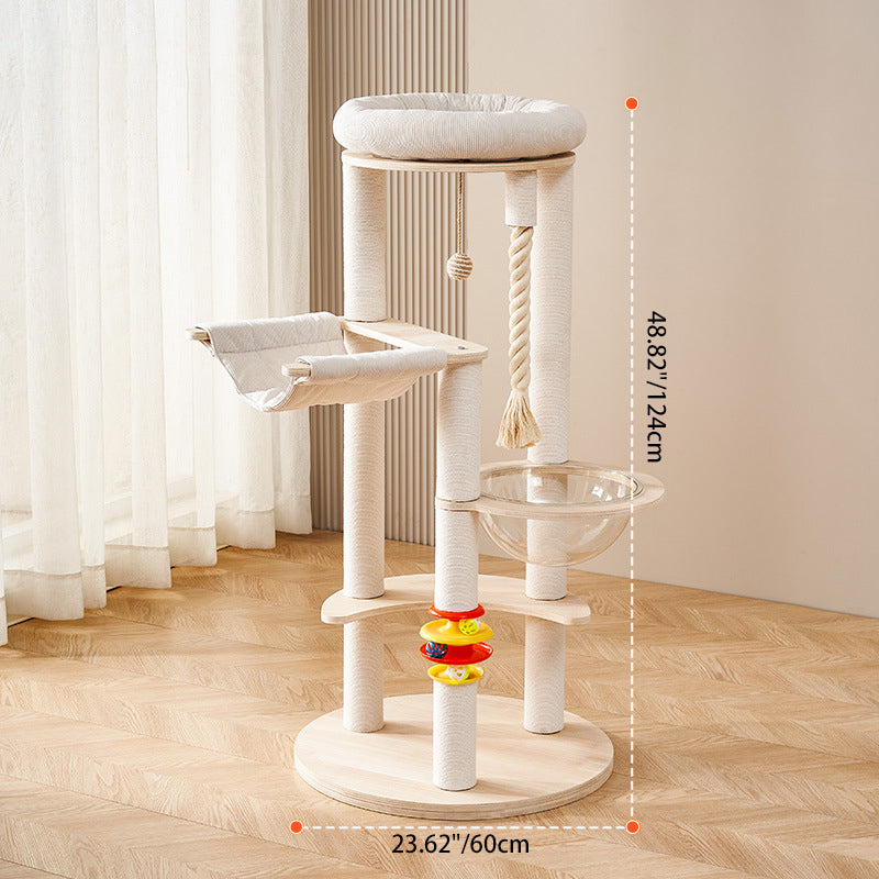Contemporary Creative Tree Acrylic Multi-Layer Board Corduroy Cotton Rope Multi-Functional Cat Tower 2/4/5-Tier For Living Room Cuvalon