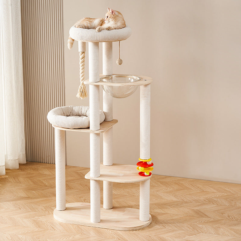 Contemporary Creative Tree Acrylic Multi-Layer Board Corduroy Cotton Rope Multi-Functional Cat Tower 2/4/5-Tier For Living Room Cuvalon