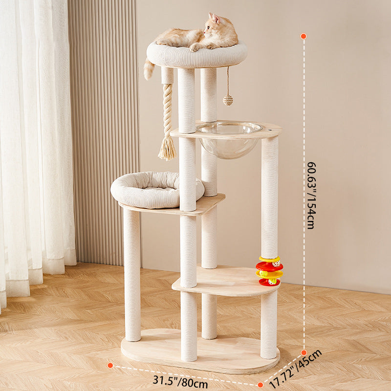 Contemporary Creative Tree Acrylic Multi-Layer Board Corduroy Cotton Rope Multi-Functional Cat Tower 2/4/5-Tier For Living Room Cuvalon