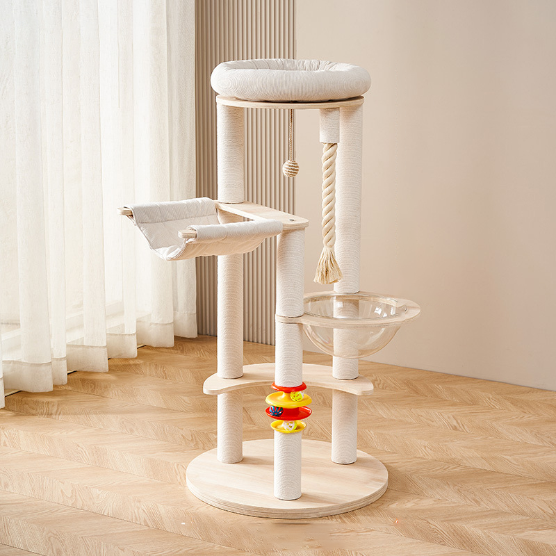 Contemporary Creative Tree Acrylic Multi-Layer Board Corduroy Cotton Rope Multi-Functional Cat Tower 2/4/5-Tier For Living Room Cuvalon
