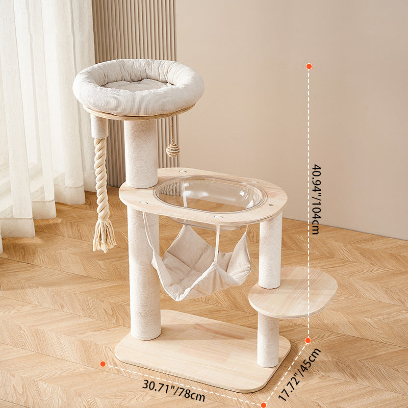 Contemporary Creative Tree Acrylic Multi-Layer Board Corduroy Cotton Rope Multi-Functional Cat Tower 2/4/5-Tier For Living Room Cuvalon