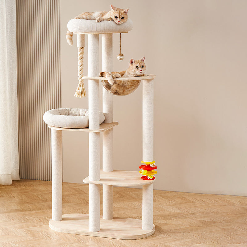 Contemporary Creative Tree Acrylic Multi-Layer Board Corduroy Cotton Rope Multi-Functional Cat Tower 2/4/5-Tier For Living Room Cuvalon