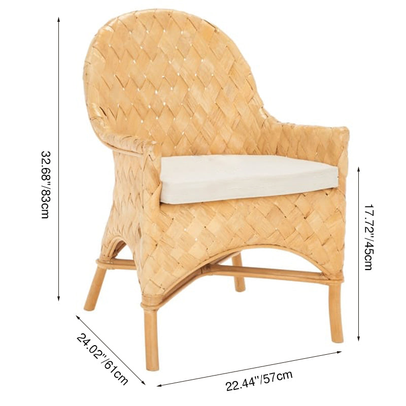 Handwoven Rattan Lounge Chair With Armrest - Contemporary Nordic Balcony & Patio & Living Room Indoor Outdoor Accent Chair With Waterproof Cushion Cuvalon