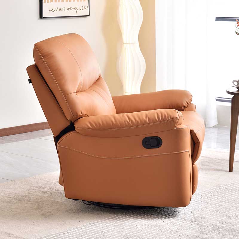 Contemporary Multi-Functional Swivel Armchair - Eco Leather Recliner Accent Chair For Living Room Cuvalon