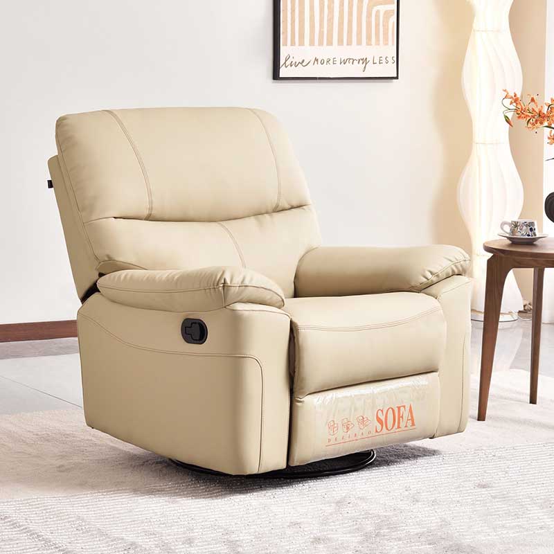 Contemporary Multi-Functional Swivel Armchair - Eco Leather Recliner Accent Chair For Living Room Cuvalon