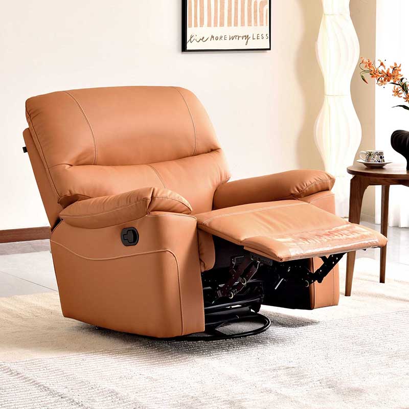 Contemporary Multi-Functional Swivel Armchair - Eco Leather Recliner Accent Chair For Living Room Cuvalon