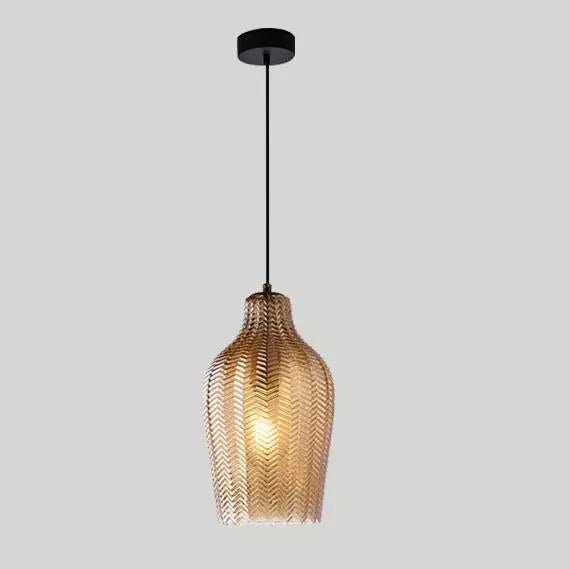 Nordic Textured Wavy Glass 1-Light Barrel Pendant Light Cuvalon