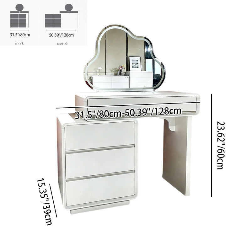 Traditional French Extendable Makeup Vanity - High-Density MDF Particle Board Dressing Table 4-Drawer For Bedroom Cuvalon