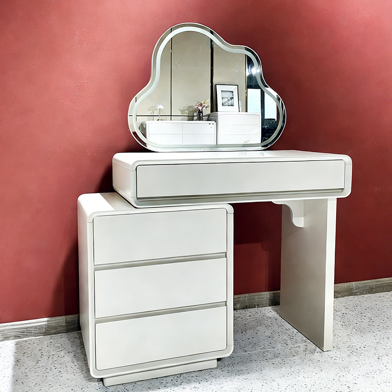 Traditional French Extendable Makeup Vanity - High-Density MDF Particle Board Dressing Table 4-Drawer For Bedroom Cuvalon