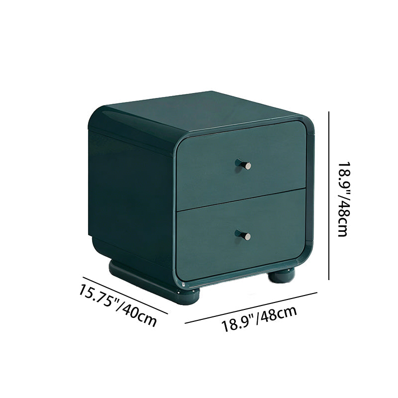 Contemporary Scandinavian Arc Edge Square Nightstand - High-Quality E0 Grade MDF 2-Drawer Bedside Table For Bedroom Cuvalon