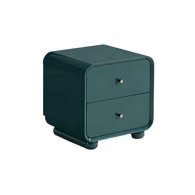 Contemporary Scandinavian Arc Edge Square Nightstand - High-Quality E0 Grade MDF 2-Drawer Bedside Table For Bedroom Cuvalon