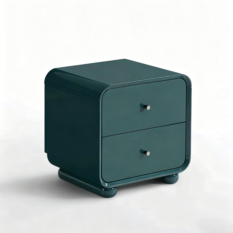 Contemporary Scandinavian Arc Edge Square Nightstand - High-Quality E0 Grade MDF 2-Drawer Bedside Table For Bedroom Cuvalon