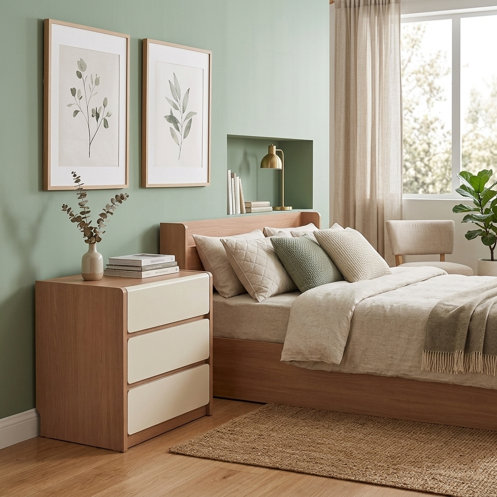 Traditional Rustic 3-Drawer Nightstand - E0 Grade MDF Drawer Bedside Table For Bedroom Cuvalon