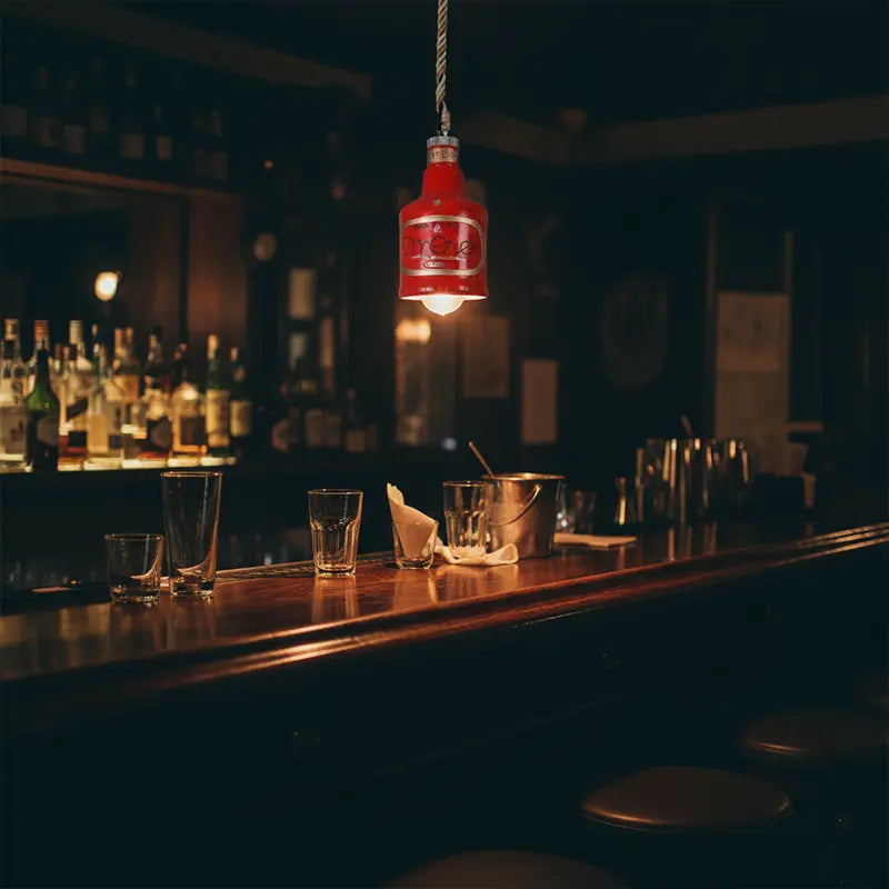 Contemporary Industrial Colorful Bottle Resin 1-Light Pendant Light Cuvalon