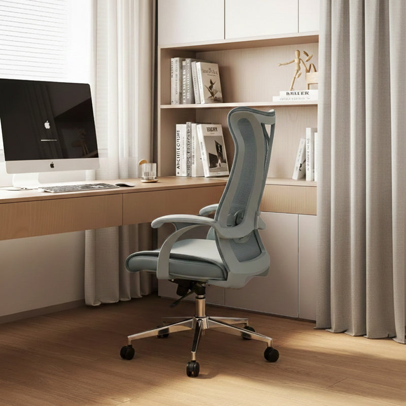 Modern Ergonomic High Back Leather Plywood & Metal Office Chair Executive Swivel Desk Chair With Headrest Lumbar Support Adjustable Rolling Computer Chair Cuvalon