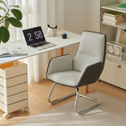 Modern Minimalist Ergonomic Mid Back Leather Plywood & Metal Office Chair - Upholstered Desk Chair With Armrests Comfortable Reception Chair For Home Office Cuvalon