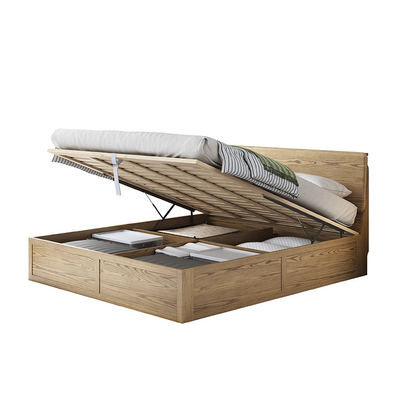 Versatile Minimalist Storage Bed Frame - All-Wood Lift-Top Design Bed For Bedroom Cuvalon