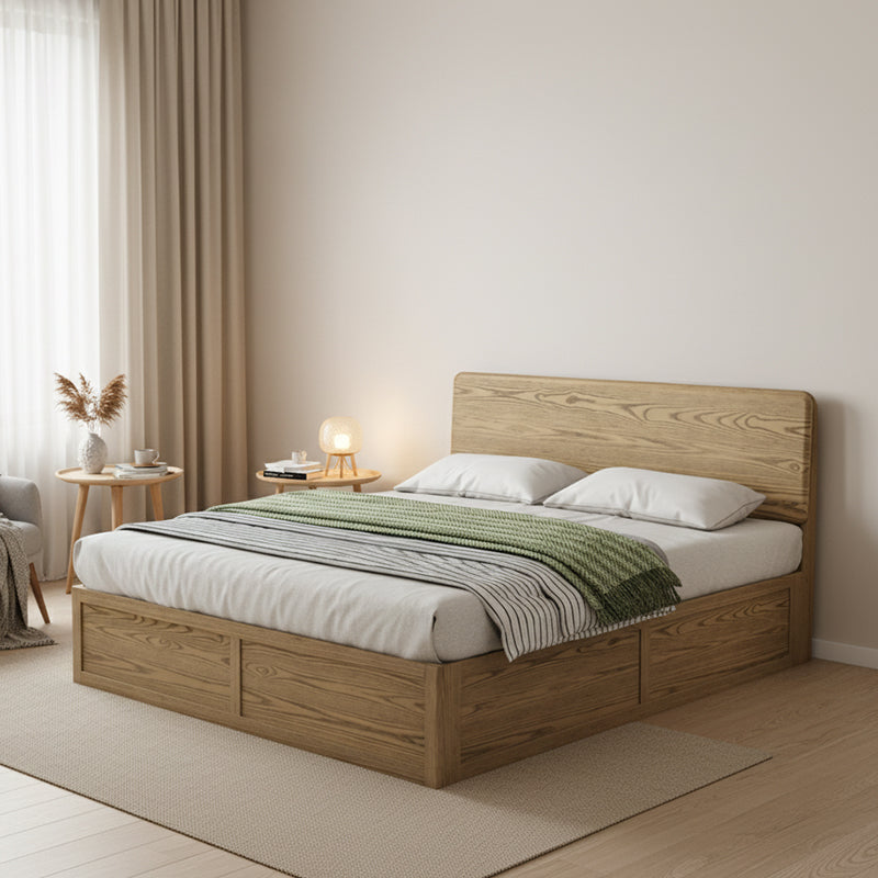 Versatile Minimalist Storage Bed Frame - All-Wood Lift-Top Design Bed For Bedroom Cuvalon