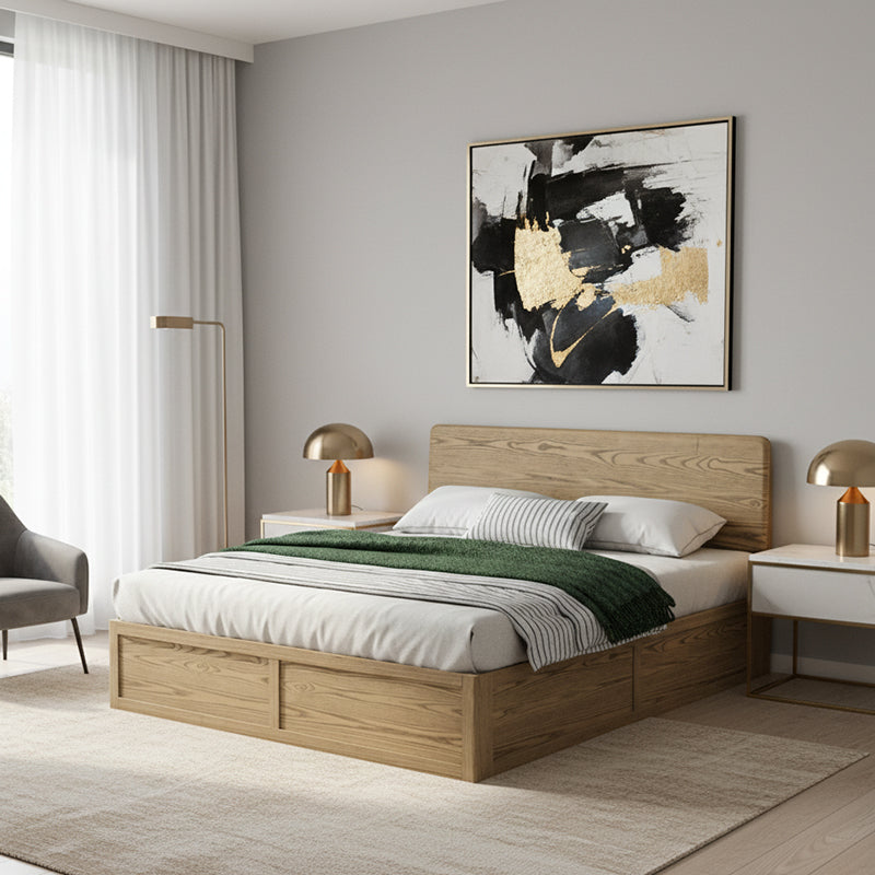 Versatile Minimalist Storage Bed Frame - All-Wood Lift-Top Design Bed For Bedroom Cuvalon