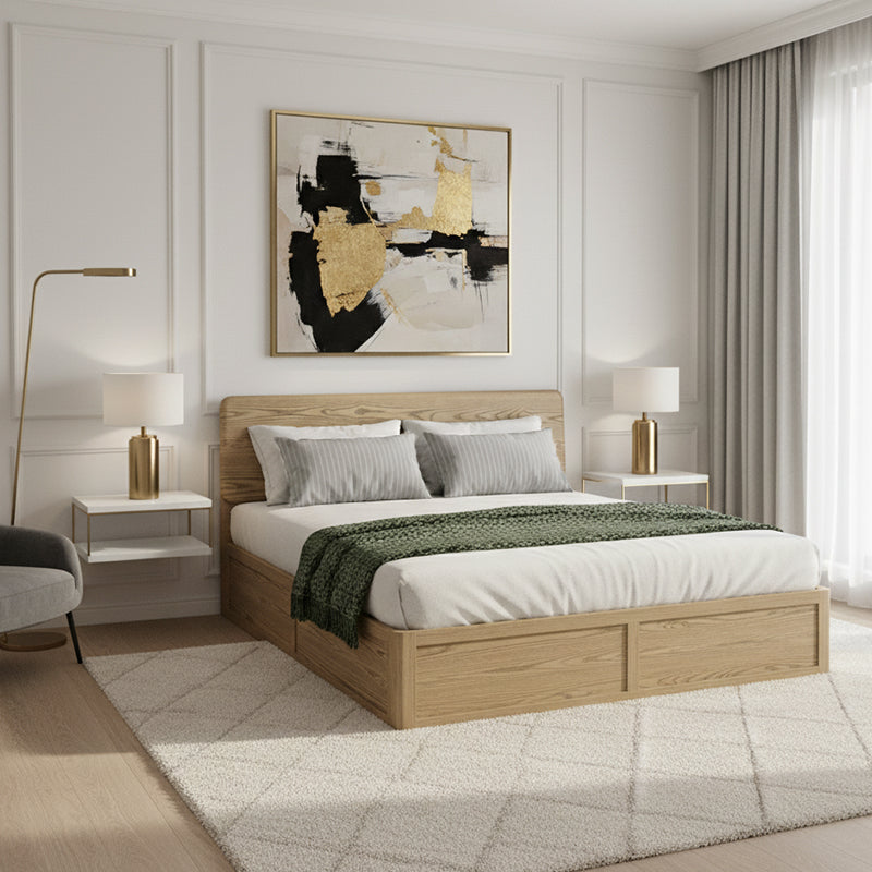 Versatile Minimalist Storage Bed Frame - All-Wood Lift-Top Design Bed For Bedroom Cuvalon