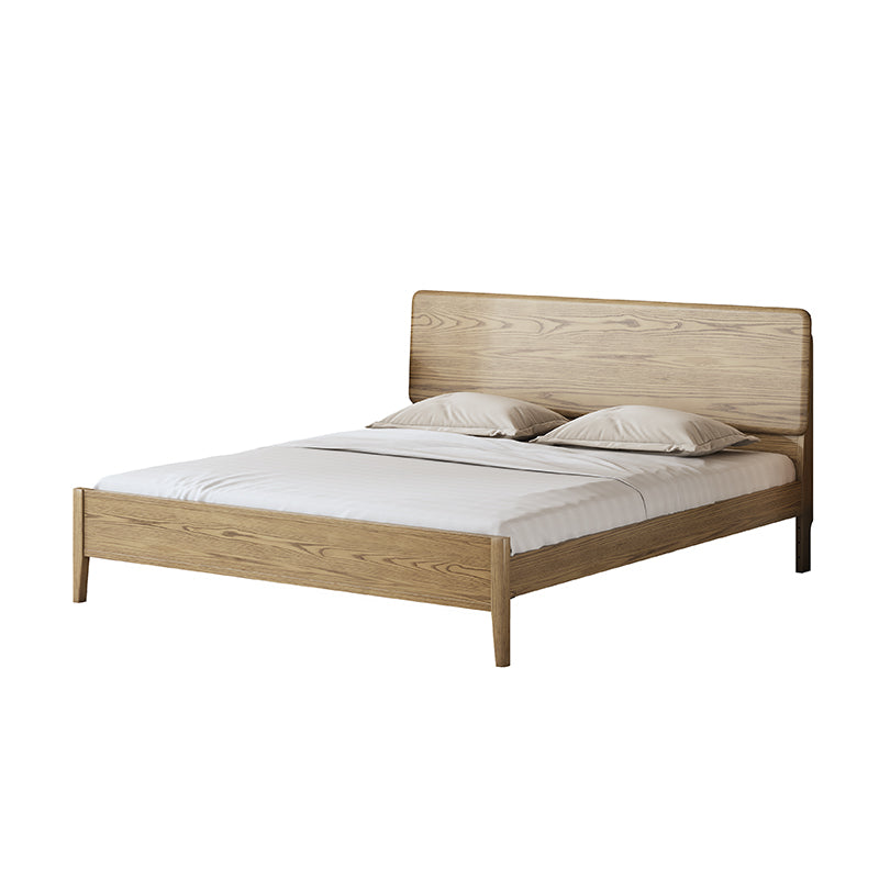 Traditional Rustic Flush-Edge Bed Frame - Full Ash Wood Frame & Pine Slats Adjustable Height Bed For Bedroom Cuvalon
