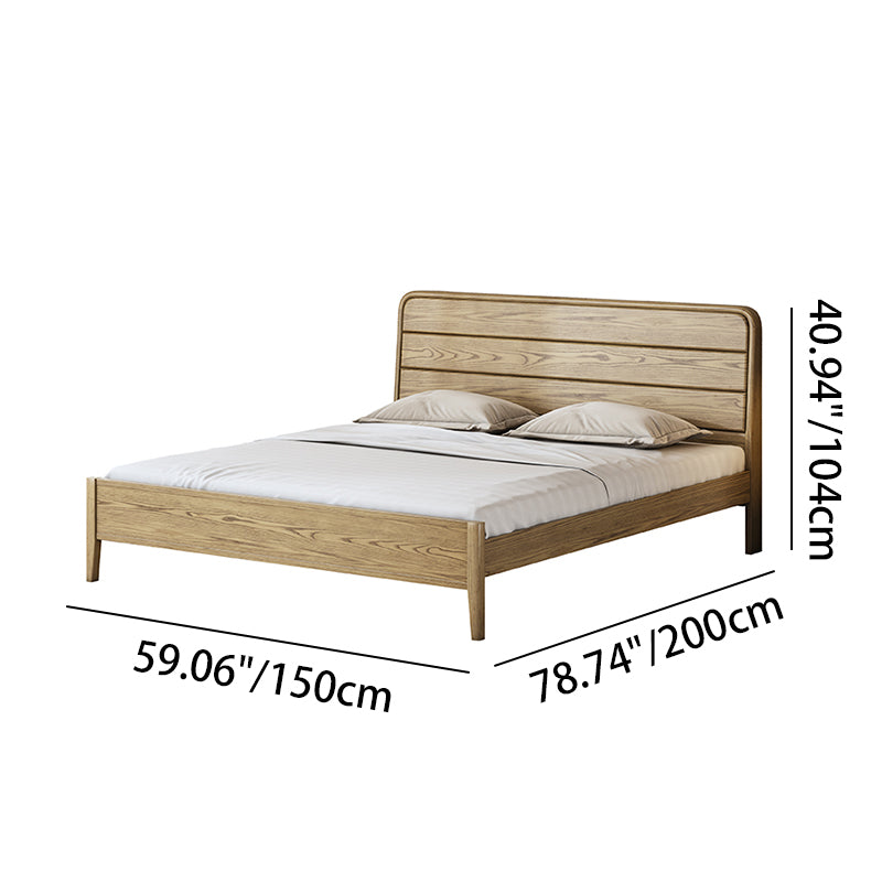 Consistent Texture Bed Frame - Flush Edge & Adjustable Height Ash Wood Bed For Bedroom Cuvalon