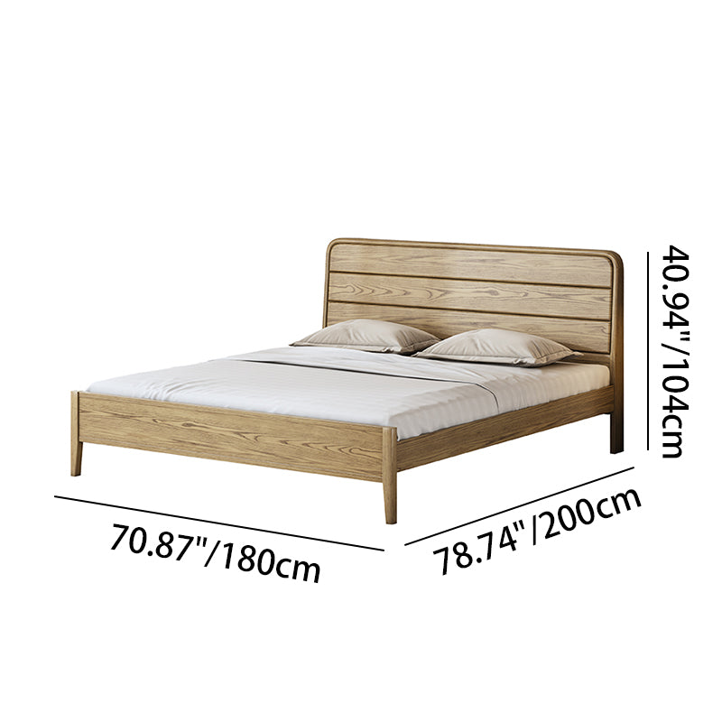 Consistent Texture Bed Frame - Flush Edge & Adjustable Height Ash Wood Bed For Bedroom Cuvalon