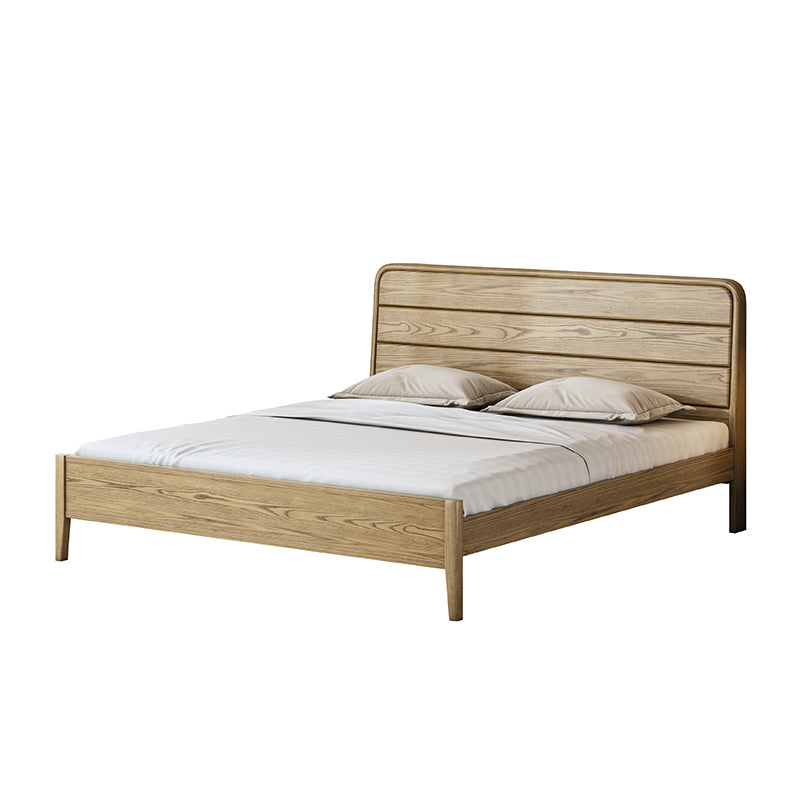 Consistent Texture Bed Frame - Flush Edge & Adjustable Height Ash Wood Bed For Bedroom Cuvalon