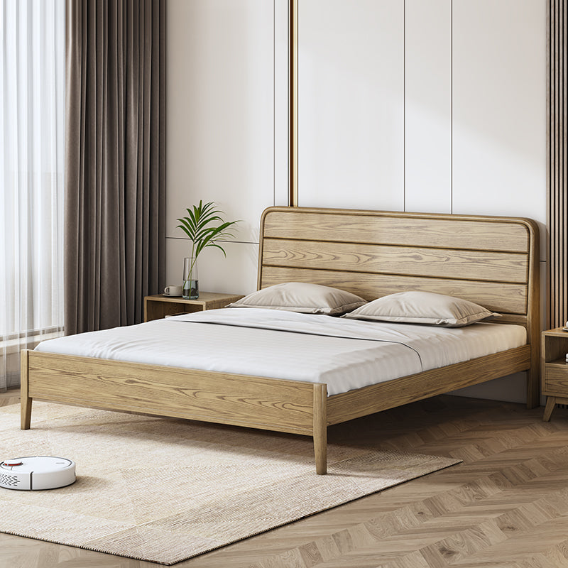 Consistent Texture Bed Frame - Flush Edge & Adjustable Height Ash Wood Bed For Bedroom Cuvalon