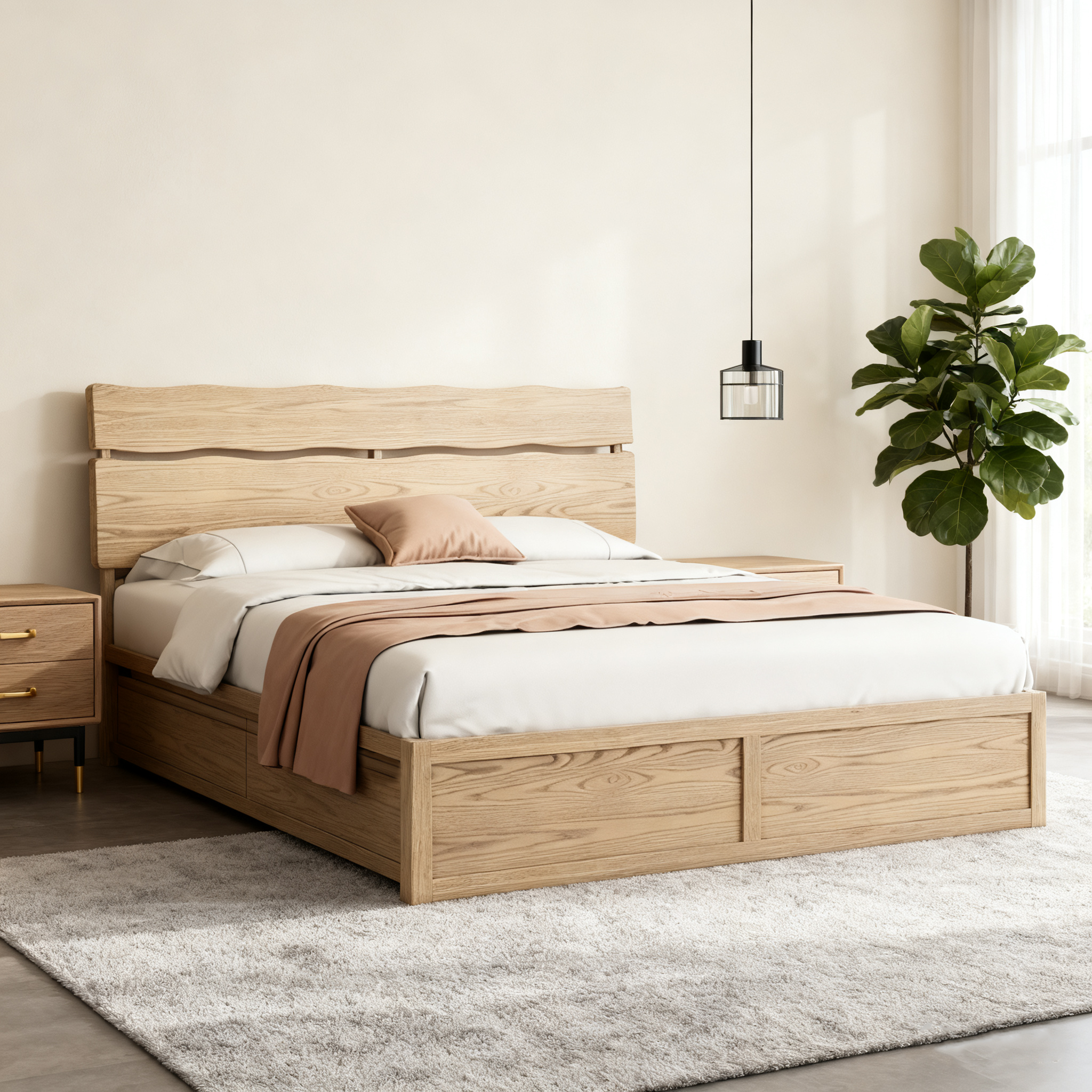 Modern Minimalist Bed Frame - Storage Box & Durable Material Blend Bed For Bedroom Cuvalon
