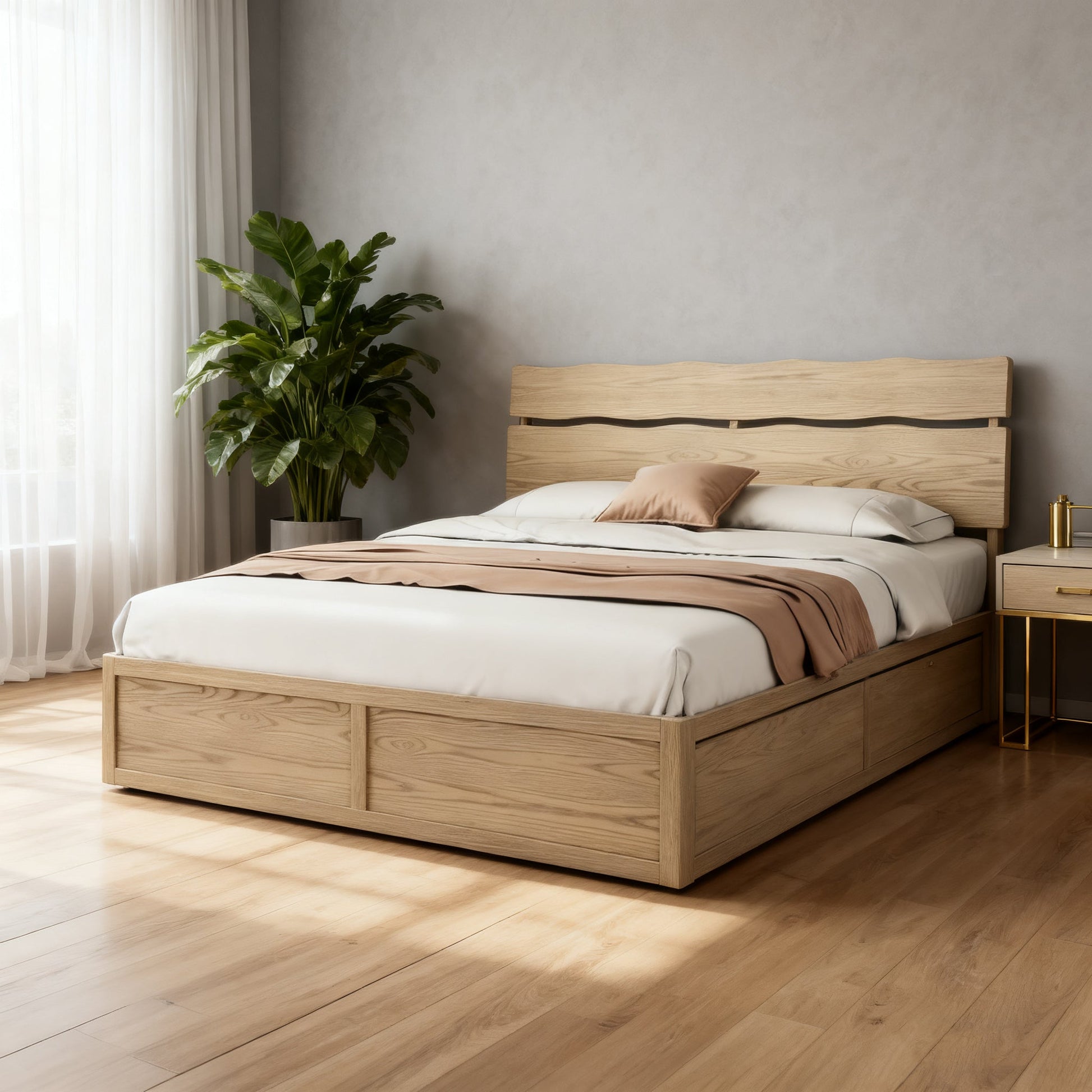 Modern Minimalist Bed Frame - Storage Box & Durable Material Blend Bed For Bedroom Cuvalon