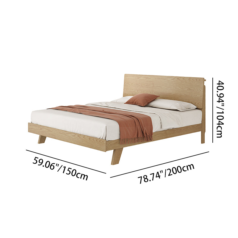 Minimalist Flush-Edge Design Bed Frame - Full Ash Wood Frame Bed For Bedroom Cuvalon