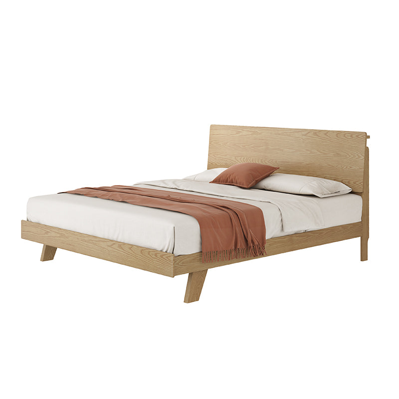 Minimalist Flush-Edge Design Bed Frame - Full Ash Wood Frame Bed For Bedroom Cuvalon