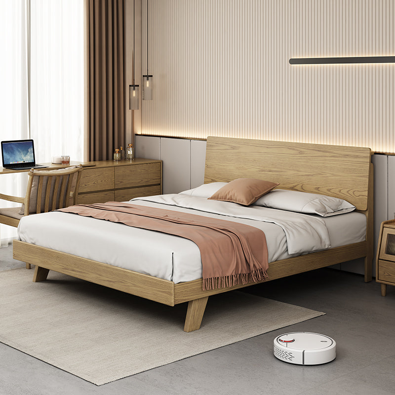 Minimalist Flush-Edge Design Bed Frame - Full Ash Wood Frame Bed For Bedroom Cuvalon