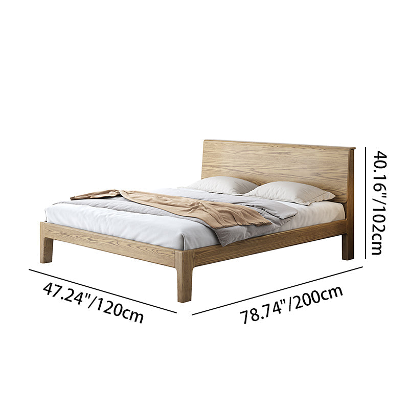 Traditional Rustic Style Bed Frame - Flush-Edge Design Sturdy Full Ash Wood Frame Bed For Bedroom Cuvalon