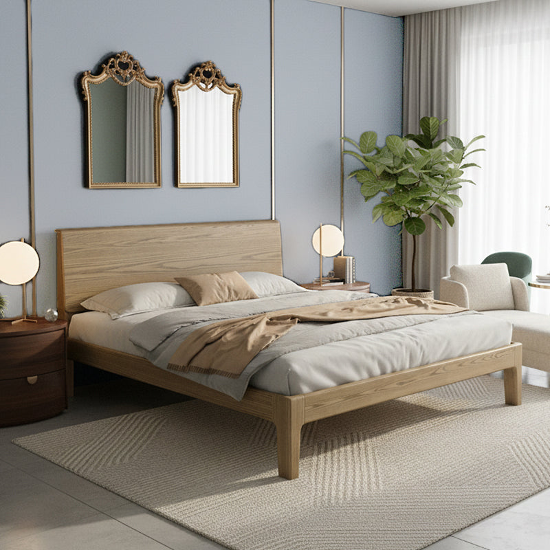 Traditional Rustic Style Bed Frame - Flush-Edge Design Sturdy Full Ash Wood Frame Bed For Bedroom Cuvalon