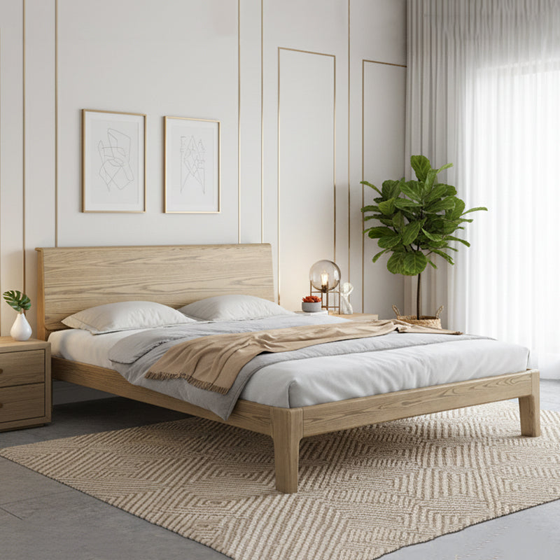 Traditional Rustic Style Bed Frame - Flush-Edge Design Sturdy Full Ash Wood Frame Bed For Bedroom Cuvalon