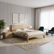 Traditional Rustic Style Bed Frame - Flush-Edge Design Sturdy Full Ash Wood Frame Bed For Bedroom Cuvalon